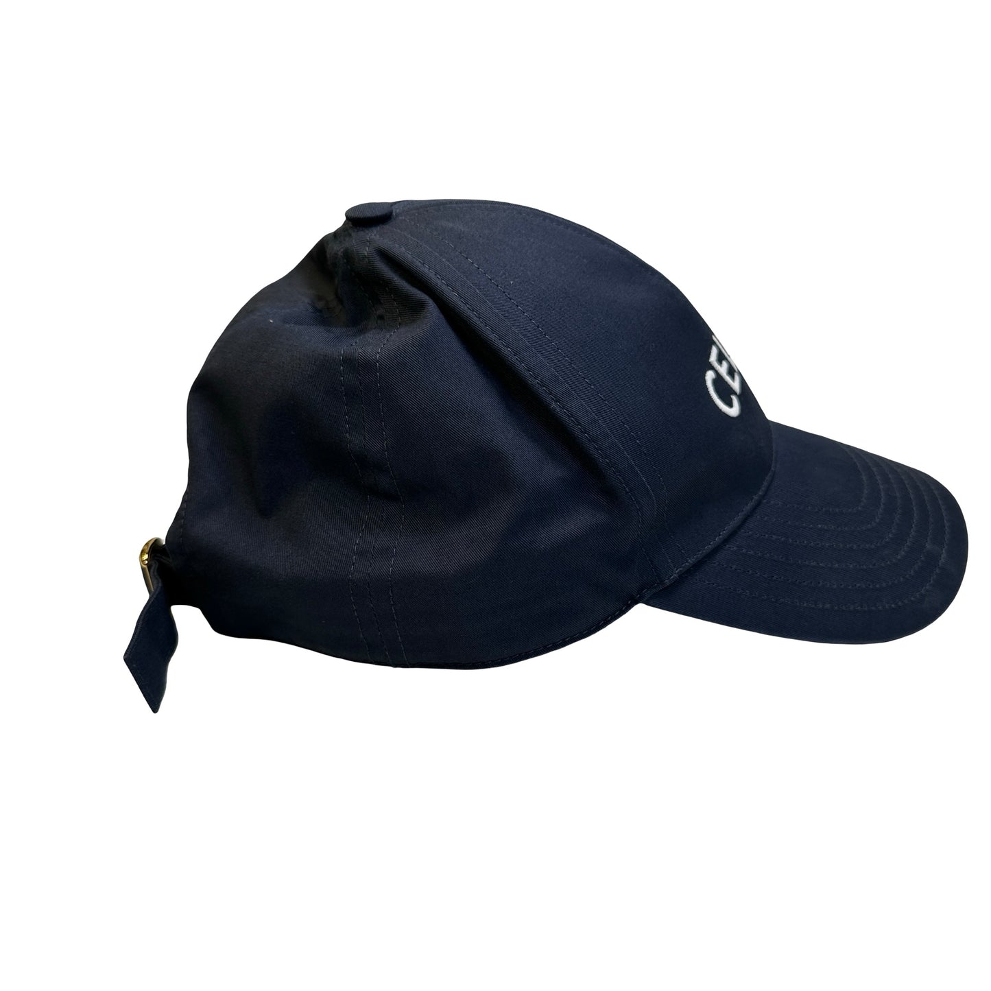 Used CELINE Logo Baseball Cap Hat Navy GHW