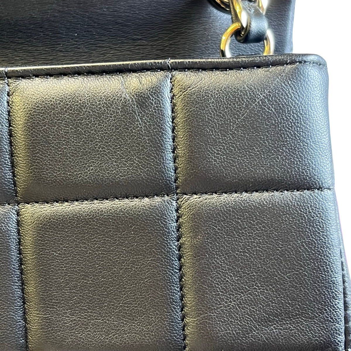 Used CHANEL Lambskin 23C Monaco Mini square flap bag Cross body bag Black