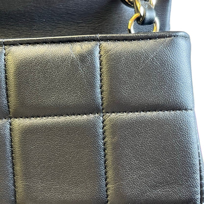 Used CHANEL Lambskin 23C Monaco Mini square flap bag Cross body bag Black
