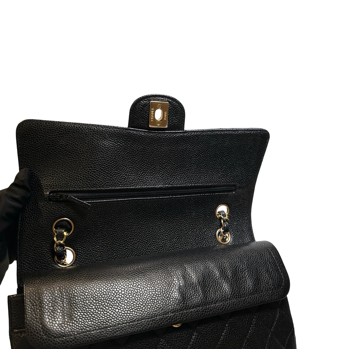 Used CHANEL Calfskin CF 25 Chain Shoulder Bag Black GHW