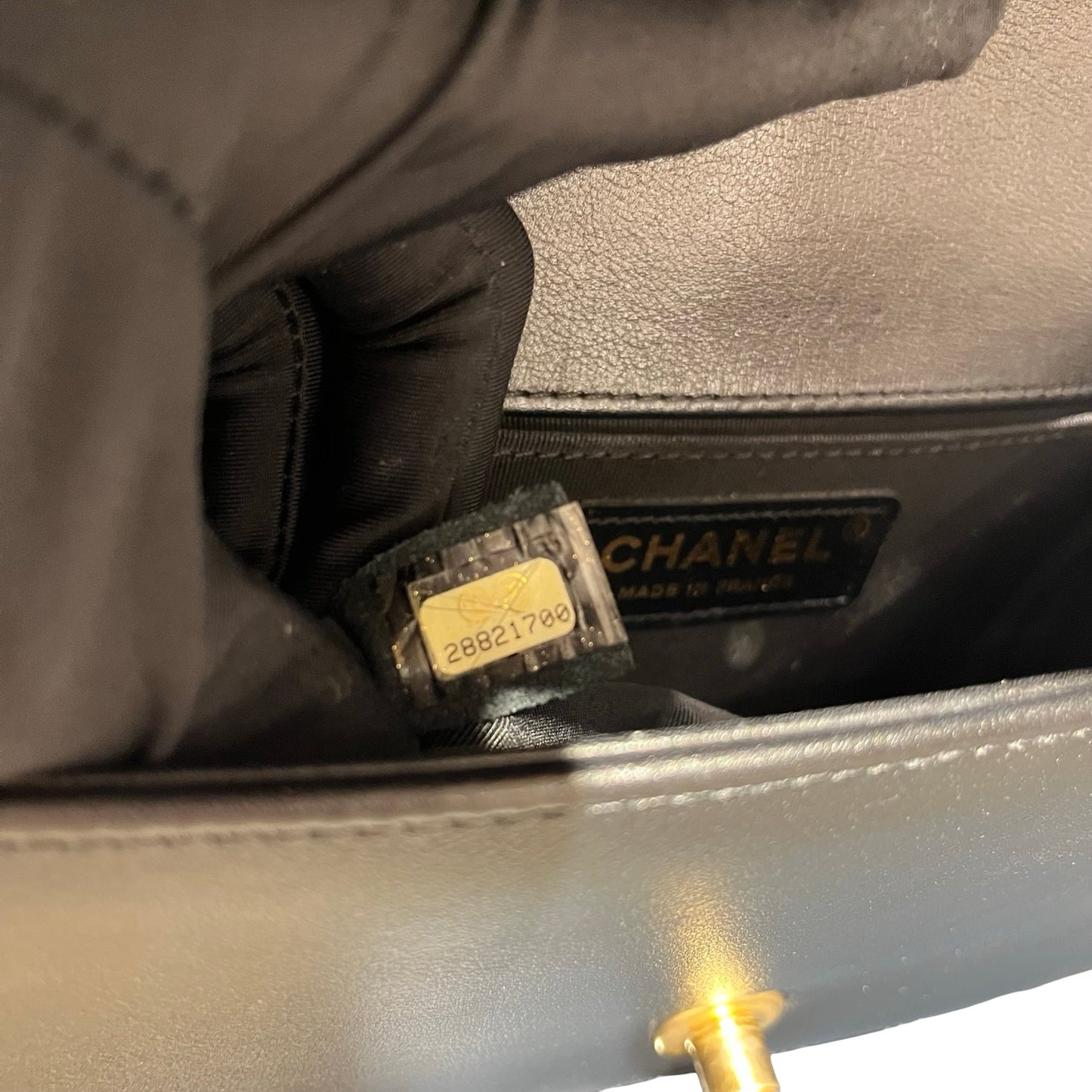 Used Chanel Boy 20 V line Shoulder Bag Black GHW