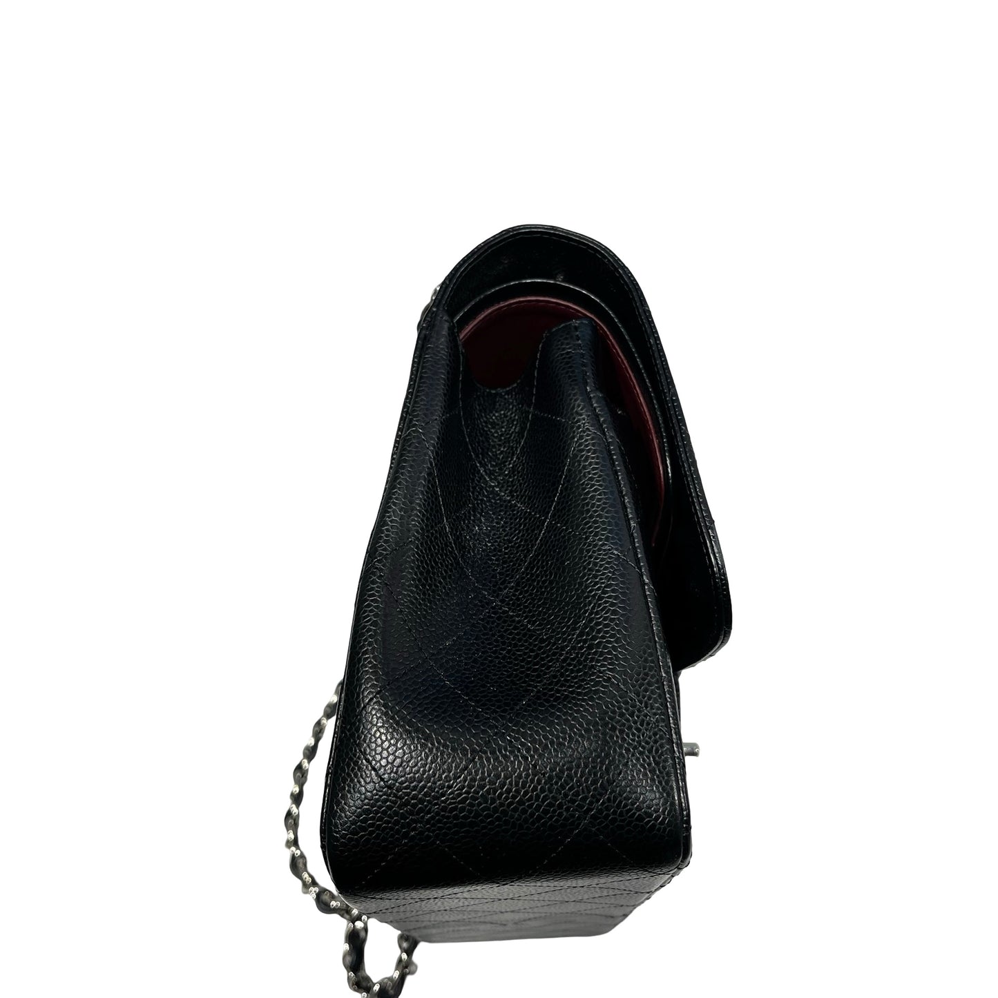 Used Chanel Caviar Leather Jumbo Shoulder Bag Black PHW