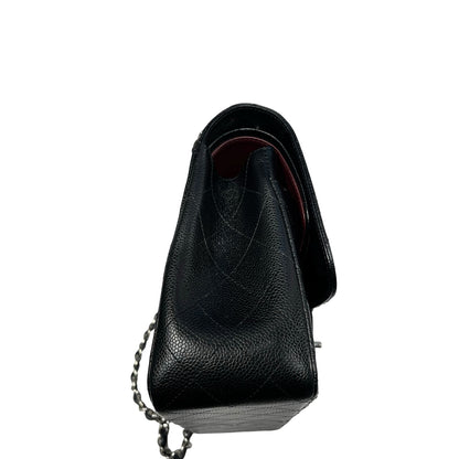 Used Chanel Caviar Leather Jumbo Shoulder Bag Black PHW