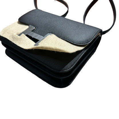 Brand New HERMES Epsom Felt Constance Crossbody Bag Black White