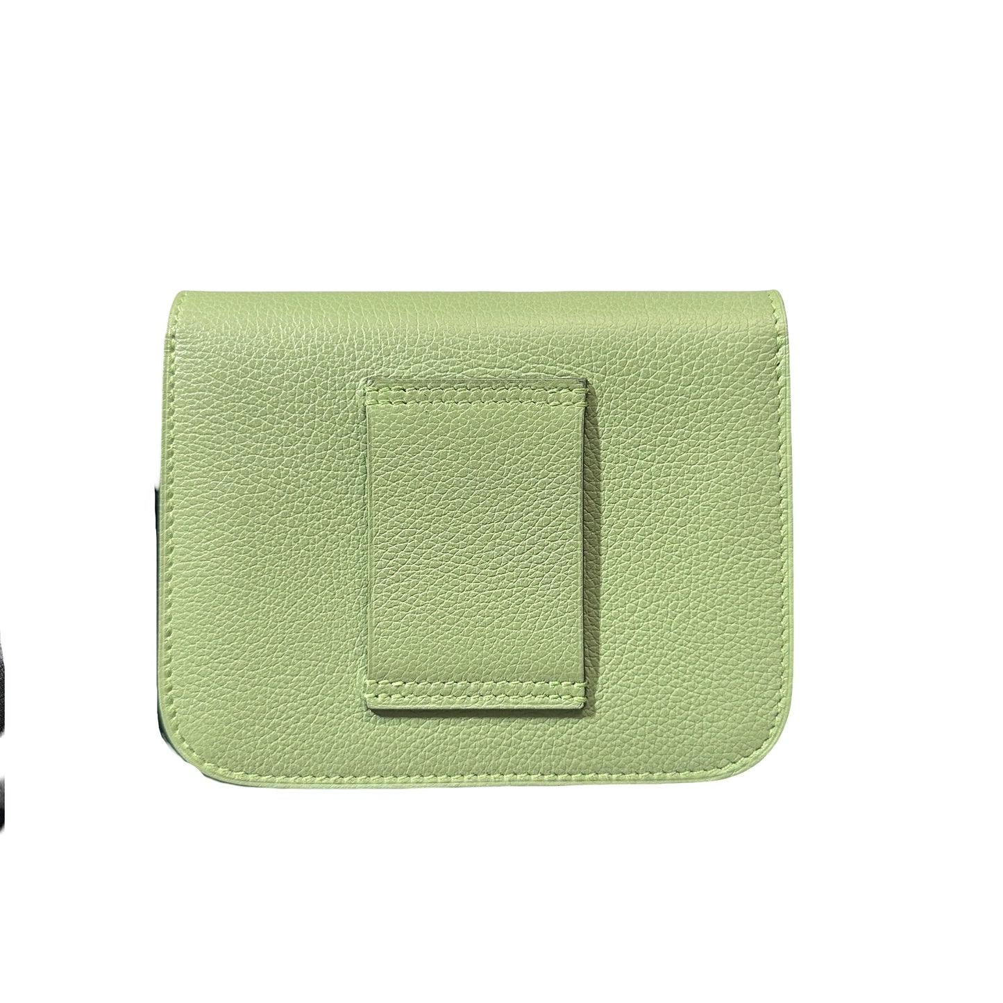 Used HERMÈS Calfskin Leather Constance Slim Wallet Green PHW