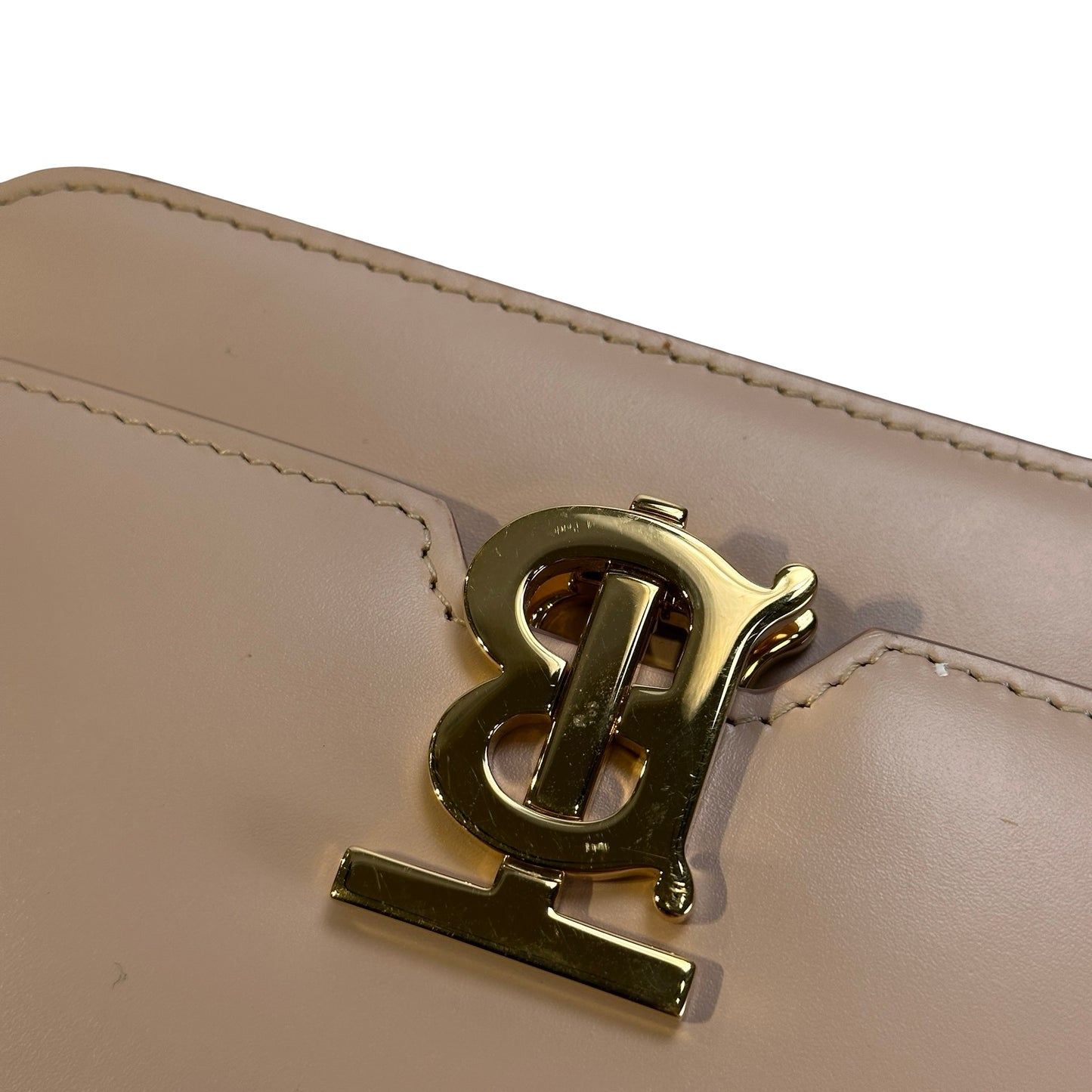 Used BURBERRY Calfskin TB Bag Shoulder Bag Beige