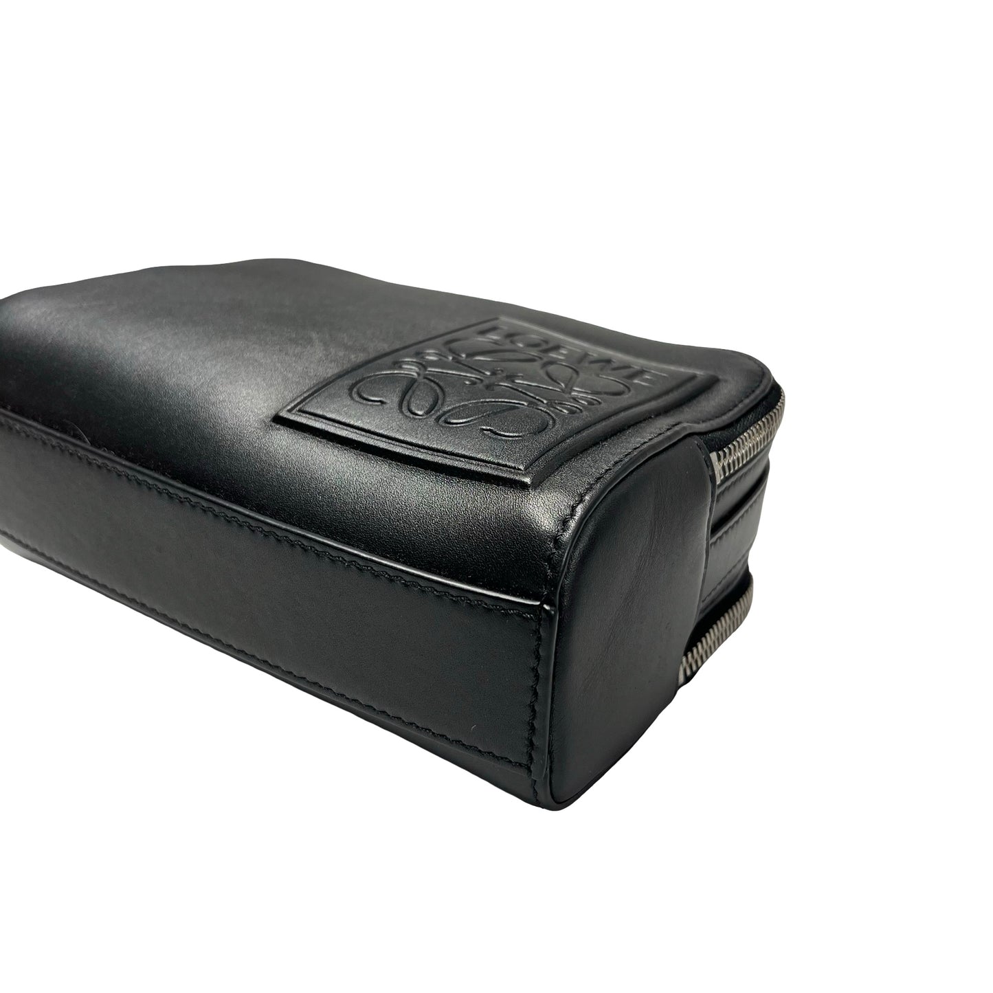Used LOEWE Calfskin Leather Mini Camera Cross Body Bag Black PHW