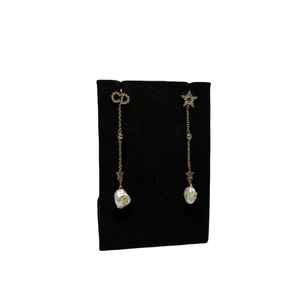 Used Dior Earrings Jewelry White GHW