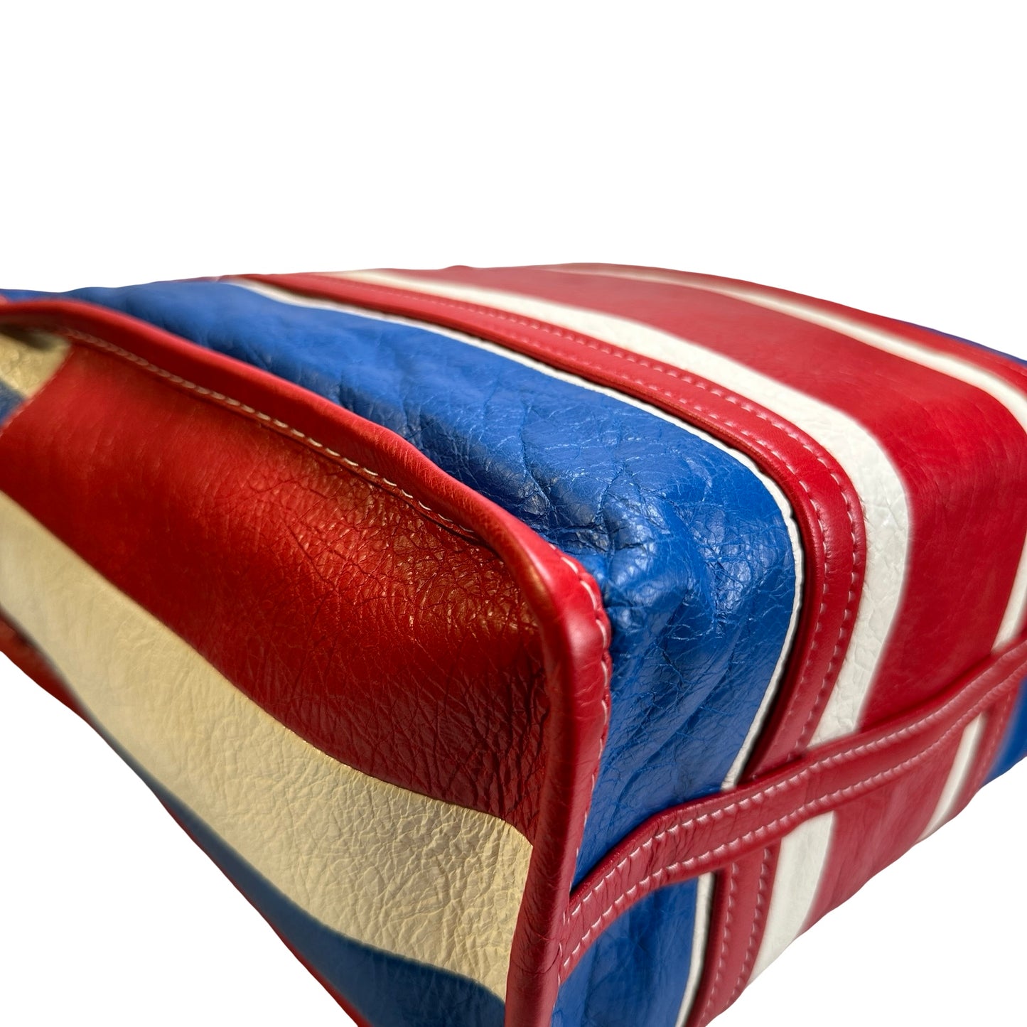 Used BALENCIAGA Leather Bazar Shopper Tote Bag Red White Blue