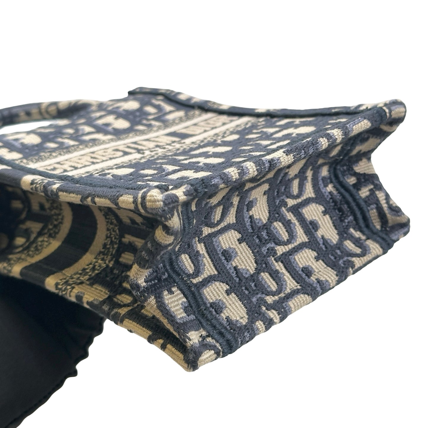 Used DIOR Dior Oblique Embroidery Mini Book tote phone bag Tote Bag Blue Beige