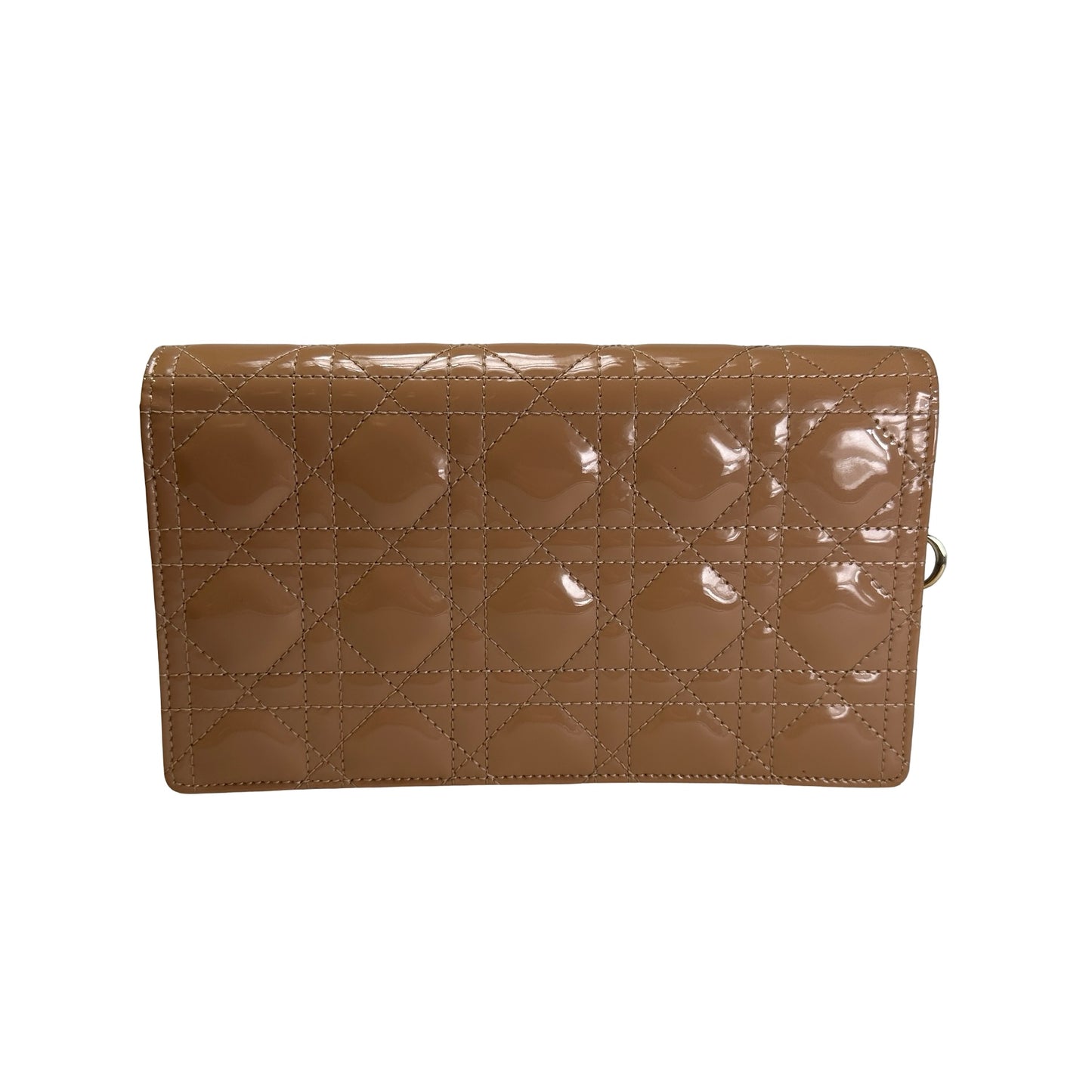 Used DIOR Cannage Patent Leather Cannage Long wallet Beige