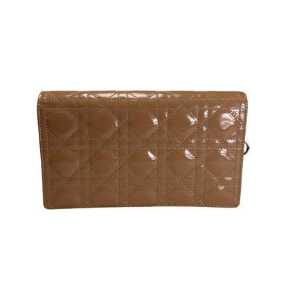 Used DIOR Cannage Patent Leather Cannage Long wallet Beige