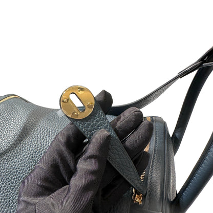 Used Hermès Caviar skin Lindy 26 Shoulder Bag Dark green GHW