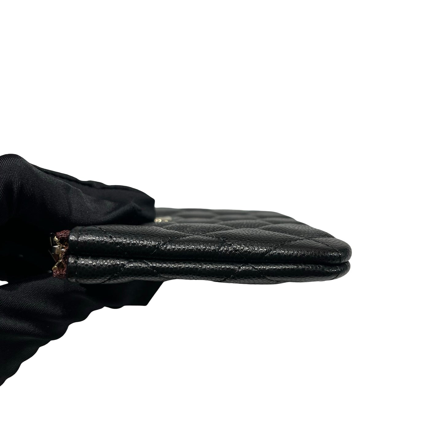 Unused CHANEL Calfskin Leather Pouch Black GHW