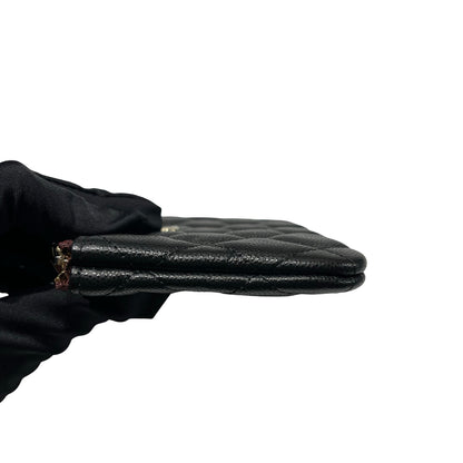 Unused CHANEL Calfskin Leather Pouch Black GHW