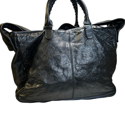 Used BALENCIAGA Leather Solid City Bag Handbag Black PHW