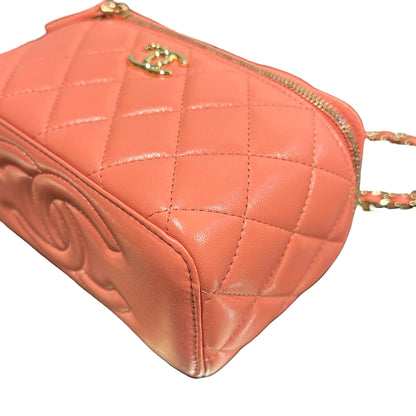 Used CHANEL Vanity Case Cross Body Bag Pink GHW