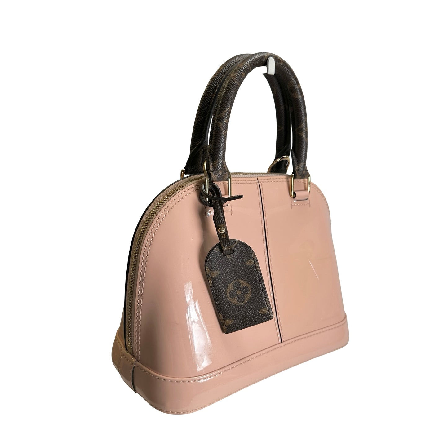Used LOUIS VUITTON Monogram Vernis Alma Handbag Rose Velours Brown