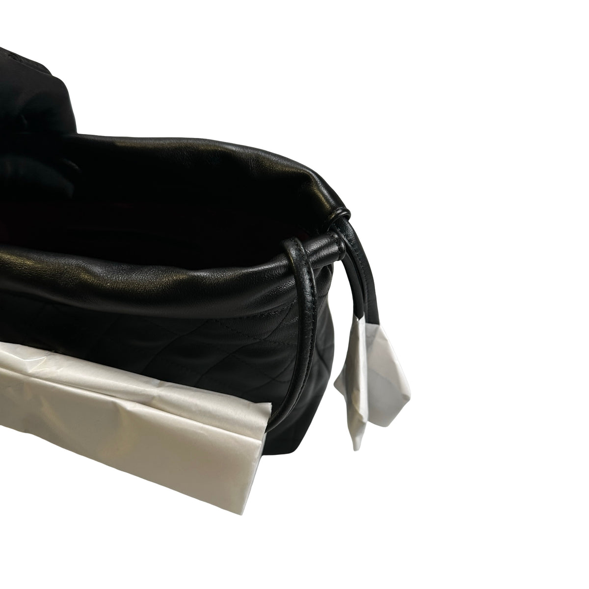 Brand New CHANEL Quilted Leather Bucket Bag Handbag Black Gold
