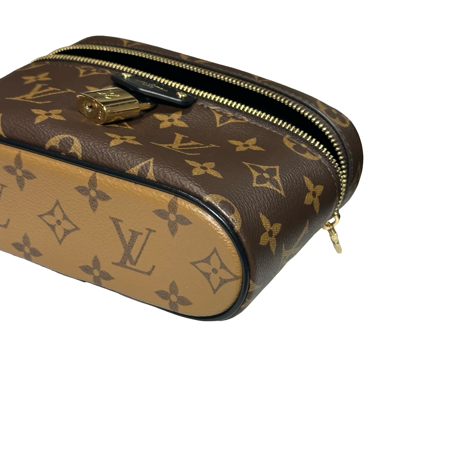 Used LOUIS VUITTON Coated Canvas Monogram Vanity Chain Pouch Two Way Shoulder Bag Brown Black GHW