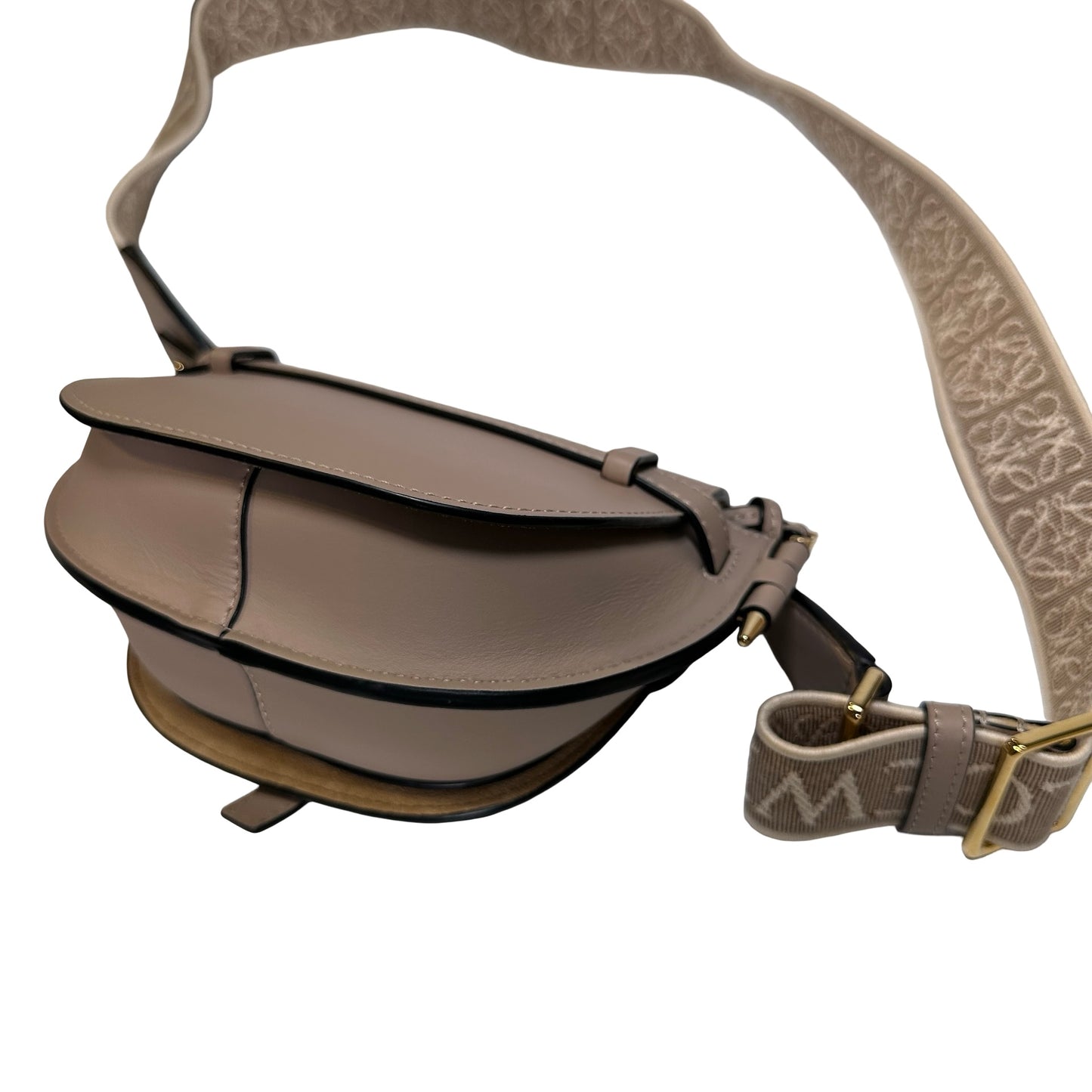 Used LOEWE Calfskin Gate Dual Crossbody Bag Taupe