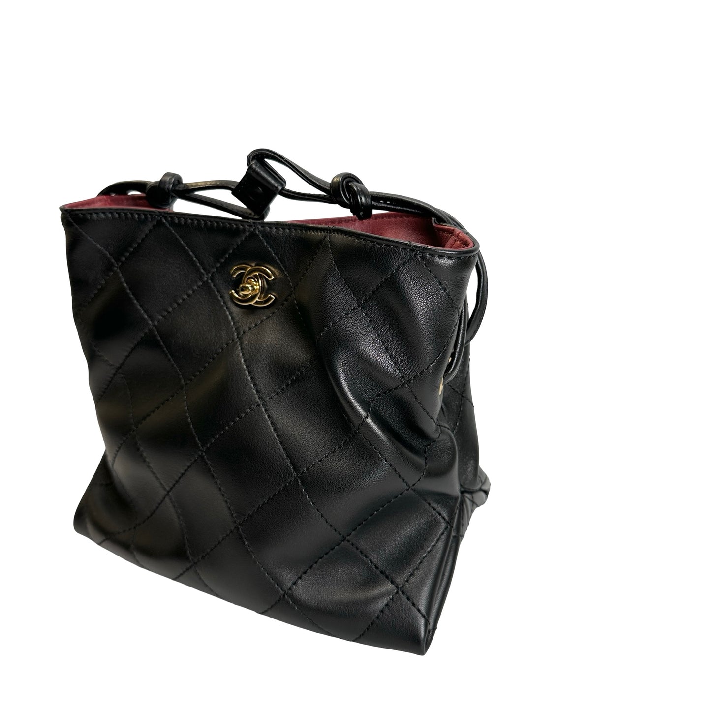 Brand New CHANEL Quilted Leather Gabrielle Hobo Bucket Bag Black Gold