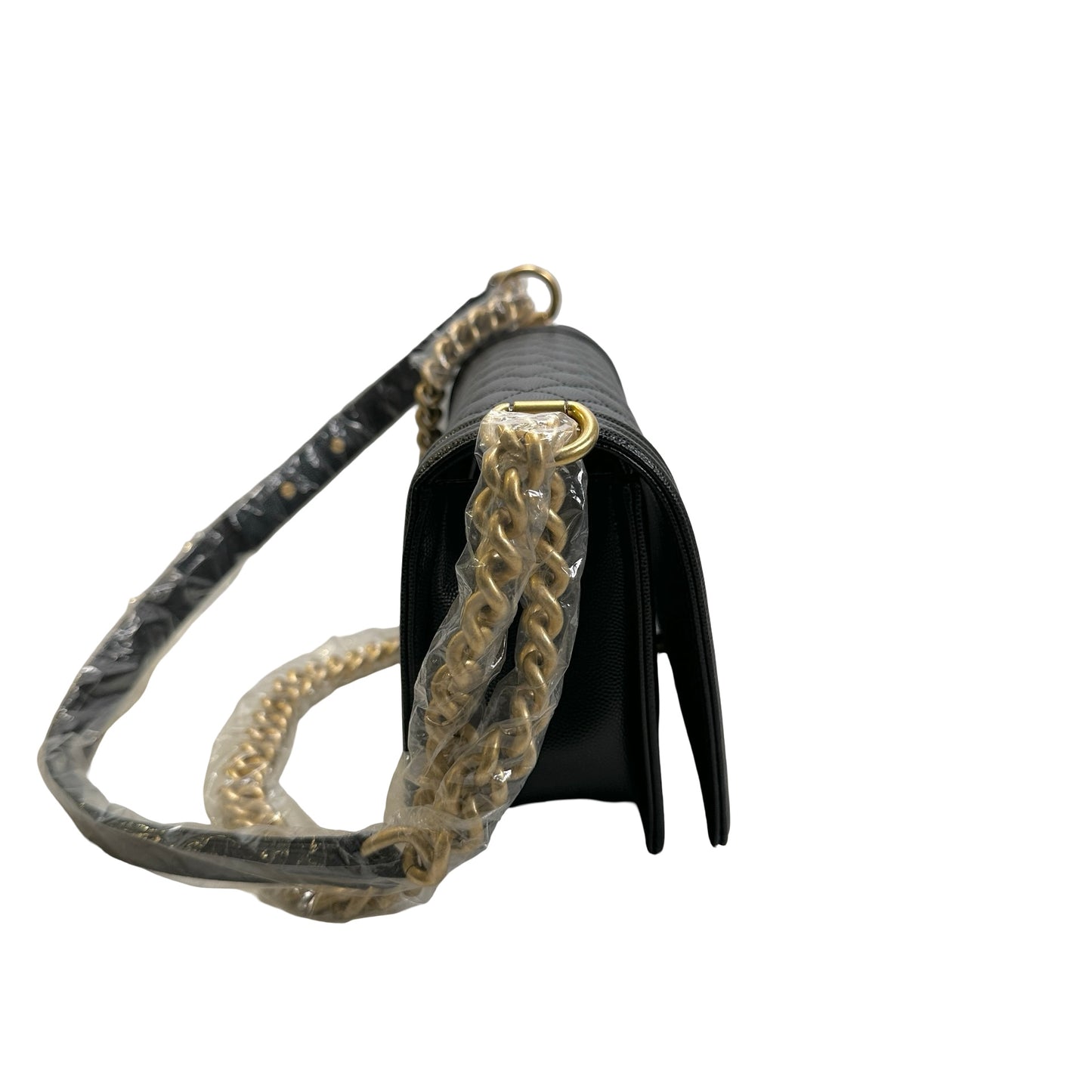 Used CHANEL Caviar Skin Boy25 Chain Shoulder Bag Black，GHW
