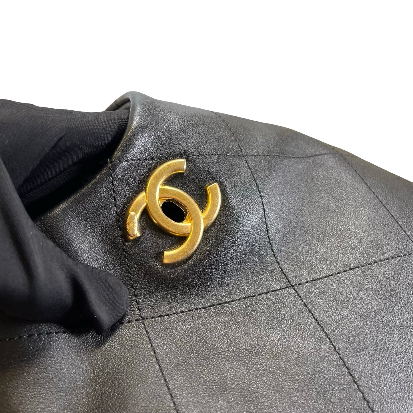 Used CHANEL Quilted Hobo Bag Hobo Bag Black Gold Hardware