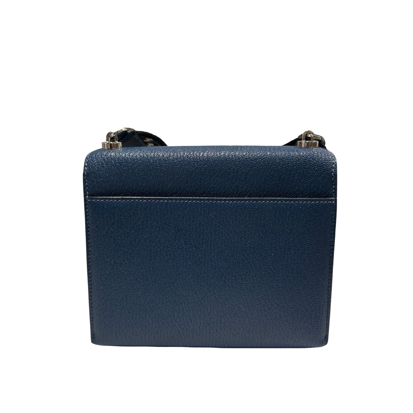 Used HERMES Chevre Mini Verrou Crossbody Bag 73 Bleu Salhir PHW