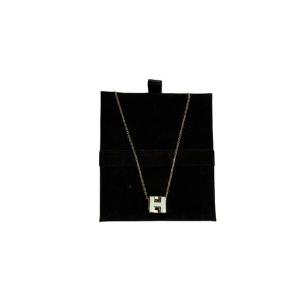 Used HERMÈS H CUBE NECKLACE Accessories White GHW