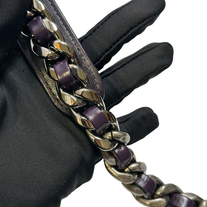 Used CHANEL Lambskin Quilted Chanel 19 Large Chain Shoulder Bag Purple GHW