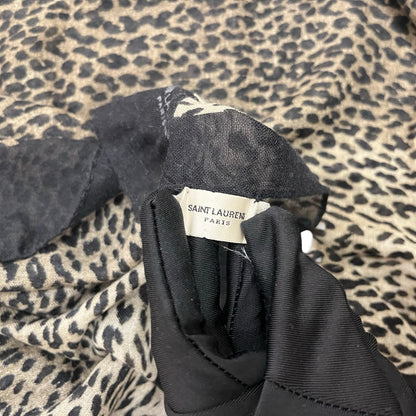 Used SAINT LAURENT Cashmere Silk Leopard Print Scarf Black Brown