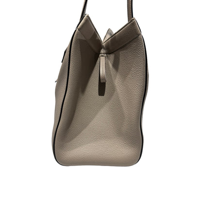 Used Fendi Calfskin Leather Tote Bag Grey GHW