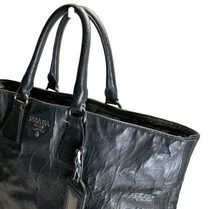 Used PRADA Leather Tote Bag Tote Bag Black