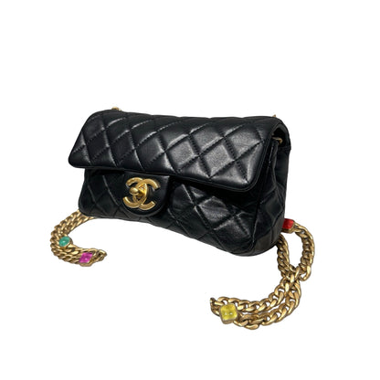 Used CHANEL Chain Shoulder Bag Black GHW