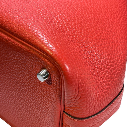 Used HERMES Calfskin Leather Picotin Clutch Pink