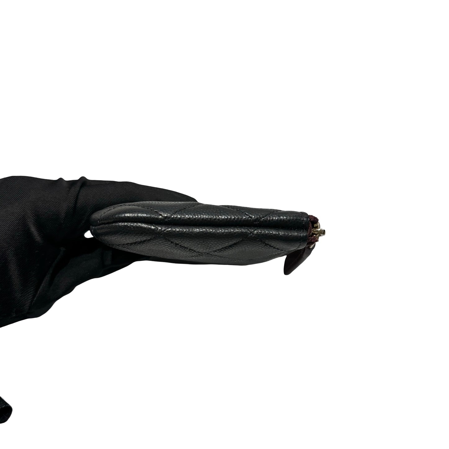 Used CHANEL Lambskin Leather POUCH Wallet Black