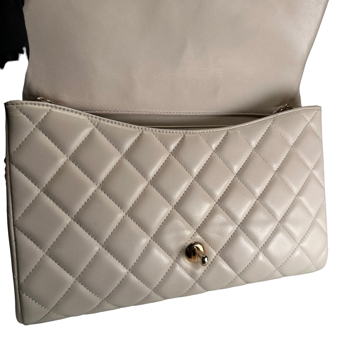Used CHANEL Lambskin Flap Bag Chain Shoulder Bag Light Peach GHW