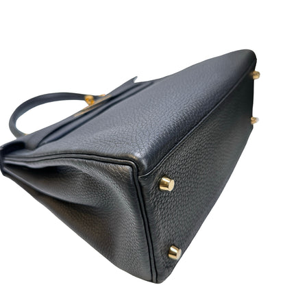 Used Hermès Clemence leather Kelly 28 Handbag Black GHW