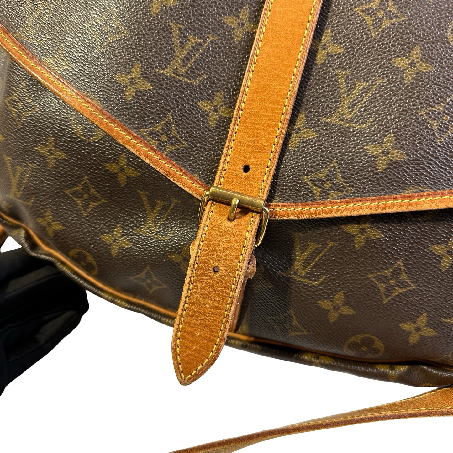 Used LOUIS VUITTON Monogram Saumur Messenger Bag Brown