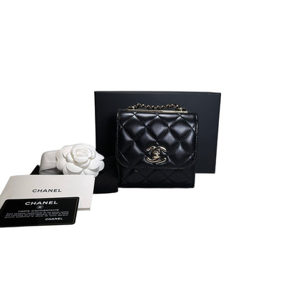 CHANEL Quilted Lambskin Trendy CC Square Clutch with Chain Mini Bag Black GHW