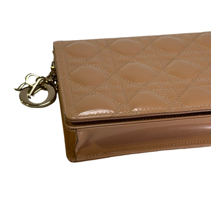 Used DIOR Cannage Patent Leather Cannage Long wallet Beige