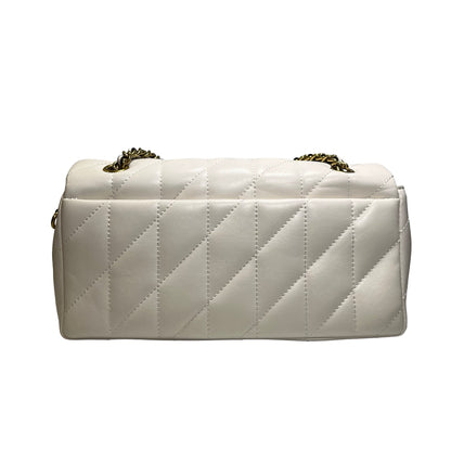 Used COACH Quilted Leather Quilted Tabby Chain Shoulder Bag White GHW