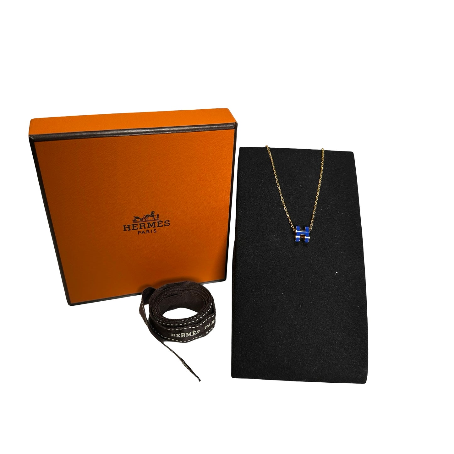 Used Hermès Gold Plating Mini Pop H Necklace Blue