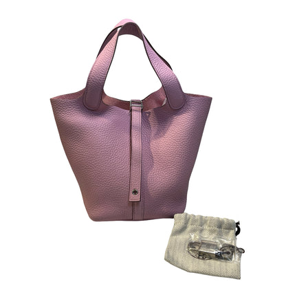 Used HERMES Leather Picotin Bucket Bag Pink