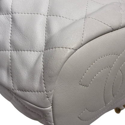 Used CHANEL Lambskin 22S Mini Drawstring Bucket Backpack Cross body bag White