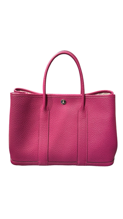 Used HERMÈS Calfskin Leather Negonda Garden Party TPM Clutch Purple