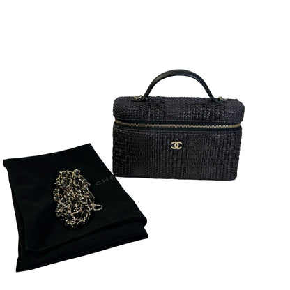 Used CHANEL Tweed Tweed Classic vanity case Vanity case Black Silver