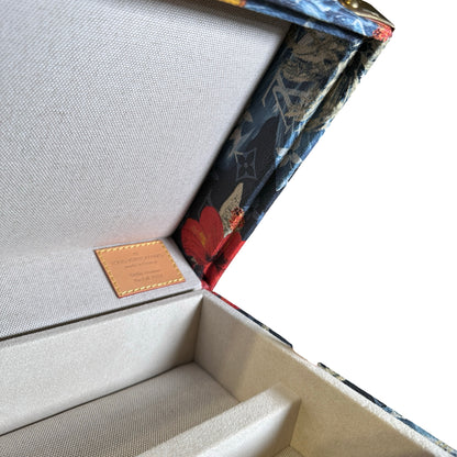 Used LOUIS VUITTON Calfskin Leather Monogram Box Box Blue Brown GHW