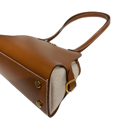 Unused Hermès Swift leather Canvas SAC TABLIER SELLIER Shoulder Bag Brown GHW